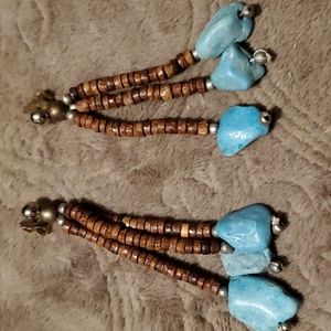 Long dangled handmade turquoise earrings
